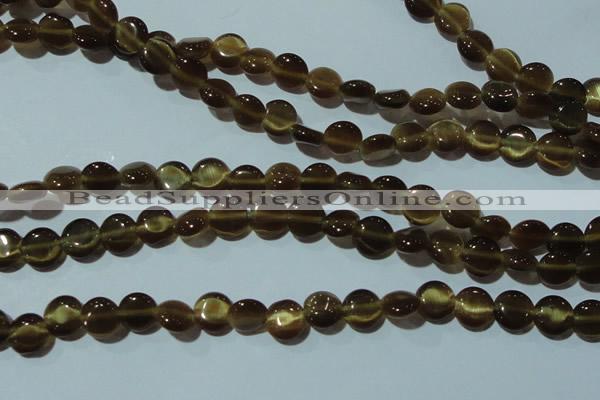 CCT458 15 inches 6mm flat round cats eye beads wholesale