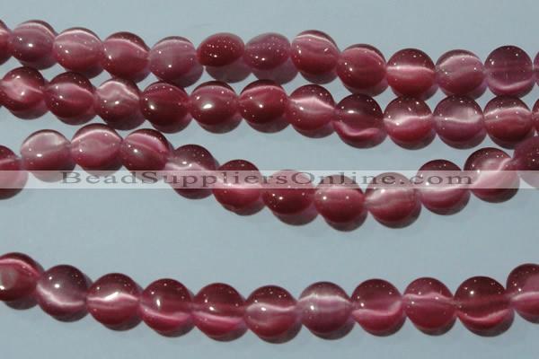 CCT513 15 inches 10mm flat round cats eye beads wholesale