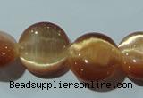 CCT517 15 inches 10mm flat round cats eye beads wholesale