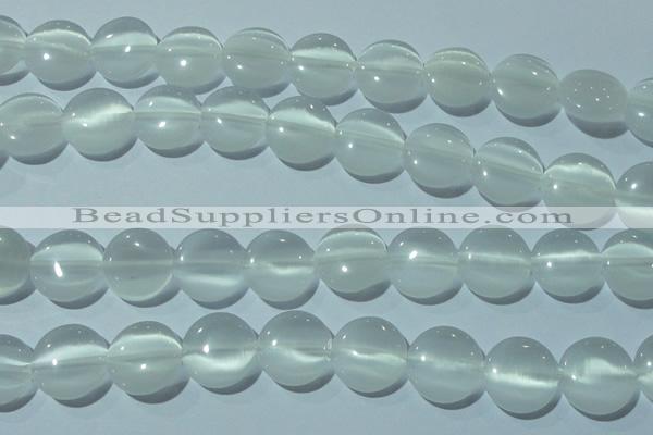 CCT540 15 inches 12mm flat round cats eye beads wholesale