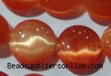 CCT546 15 inches 12mm flat round cats eye beads wholesale