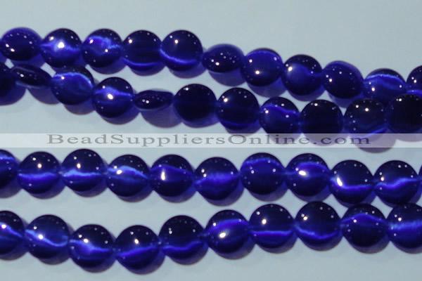 CCT551 15 inches 12mm flat round cats eye beads wholesale