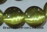 CCT573 15 inches 14mm flat round cats eye beads wholesale