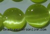 CCT574 15 inches 14mm flat round cats eye beads wholesale