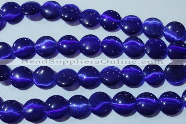 CCT580 15 inches 14mm flat round cats eye beads wholesale