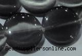 CCT583 15 inches 14mm flat round cats eye beads wholesale