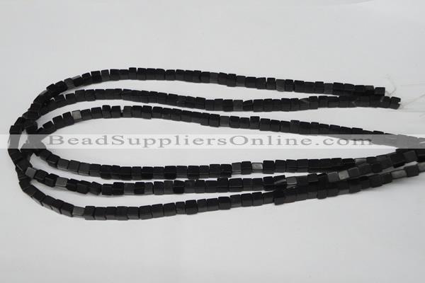 CCU09 15.5 inches 4*4mm cube black agate beads wholesale