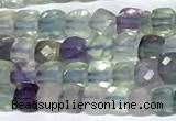 CCU1002 15 inches 4mm faceted cube fluorite beads