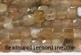 CCU1011 15 inches 4mm faceted cube sunstone beads