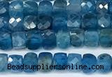 CCU1024 15 inches 4mm faceted cube apatite beads