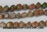 CCU103 15.5 inches 6*6mm cube New unakite beads wholesale