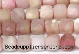 CCU1037 15 inches 6mm faceted cube pink opal beads