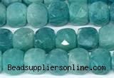 CCU1039 15 inches 6mm faceted cube amazonite beads