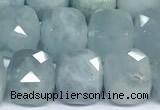 CCU1049 15 inches 8mm faceted cube aquamarine beads