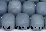 CCU1052 15 inches 8mm faceted cube blue angel skin beads