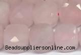 CCU1053 15 inches 8mm faceted cube rose quartz beads