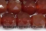 CCU1067 15 inches 8mm faceted cube red agate beads