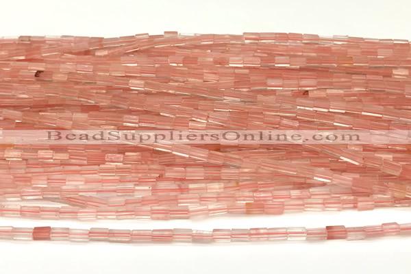 CCU1088 15 inches 2*4mm cuboid cherry quartz beads