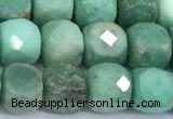 CCU1276 15 inches 6mm - 7mm faceted cube green grass agate beads