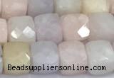 CCU1280 15 inches 6mm - 7mm faceted cube morganite beads