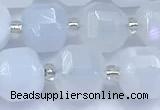 CCU1286 15 inches 9mm - 10mm faceted cube blue chalcedony beads