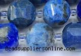 CCU1294 15 inches 9mm - 10mm faceted cube lapis lazuli beads