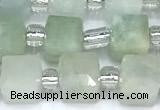 CCU1311 15 inches 7mm - 8mm faceted cube aquamarine beads