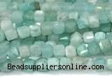 CCU1322 15 inches 2.5mm faceted cube amazonite beads