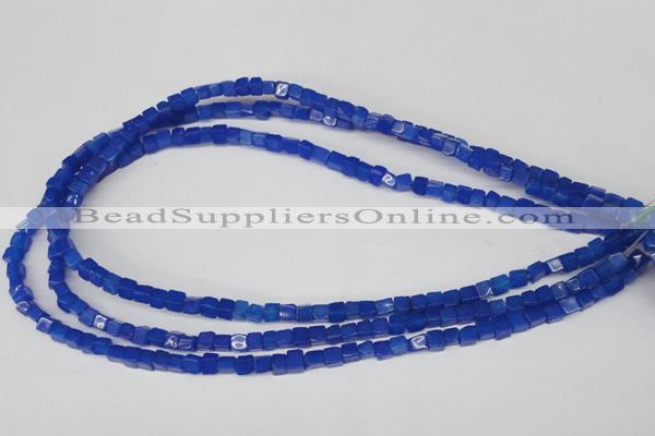 CCU18 15.5 inches 4*4mm cube dyed white jade beads wholesale