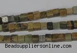 CCU20 15.5 inches 5*5mm cube serpentine jasper beads wholesale