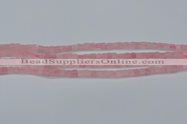 CCU300 15.5 inches 4*4mm cube rose quartz beads wholesale