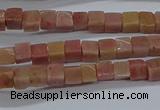 CCU308 15.5 inches 4*4mm cube pink wooden jasper beads wholesale