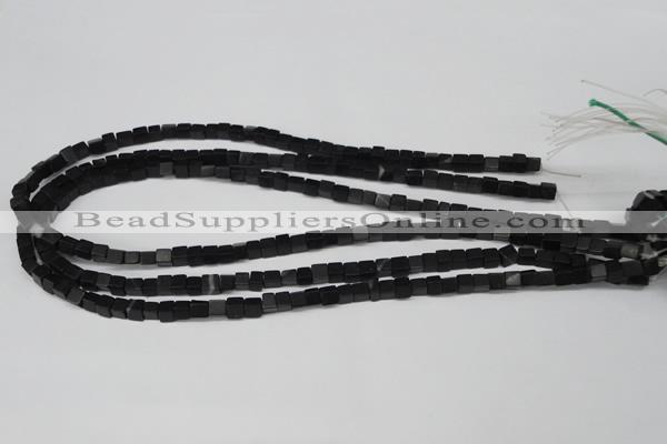 CCU31 15.5 inches 5*5mm cube black agate beads wholesale