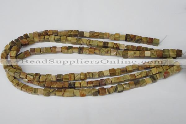 CCU41 15.5 inches 6*6mm cube picasso jasper beads wholesale