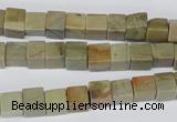 CCU47 15.5 inches 6*6mm cube silver leaf jasper beads wholesale