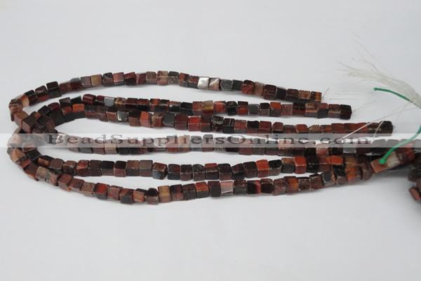 CCU49 15.5 inches 6*6mm cube red tiger eye beads wholesale