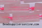 CCU603 15.5 inches 8*20mm - 10*30mm cuboid rose quartz beads