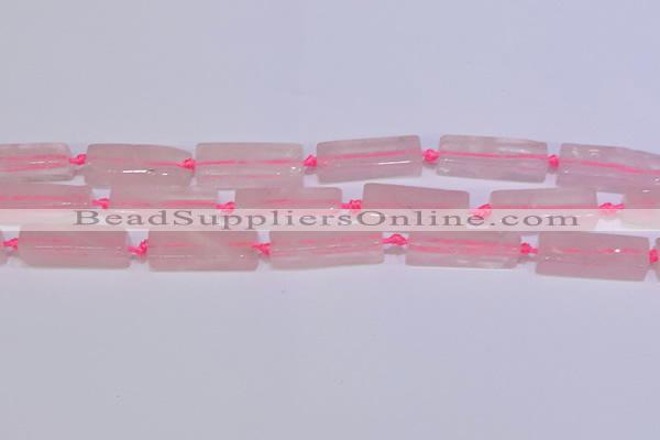 CCU603 15.5 inches 8*20mm - 10*30mm cuboid rose quartz beads