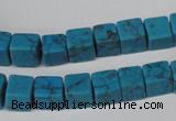 CCU62 15.5 inches 8*8mm cube turquoise beads wholesale