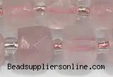 CCU753 15 inches 8*8mm faceted cube rose quartz beads