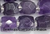 CCU769 15 inches 8*8mm faceted cube amethyst beads