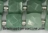 CCU777 15 inches 10*10mm faceted cube green aventurine beads