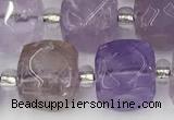 CCU779 15 inches 10*10mm faceted cube ametrine beads