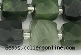 CCU785 15 inches 10*10mm faceted cube Canadian jade beads