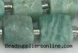 CCU787 15 inches 10*10mm faceted cube amazonite beads