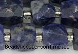 CCU788 15 inches 10*10mm faceted cube sodalite beads