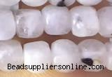 CCU801 15 inches 4mm faceted cube white moonstone beads