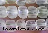 CCU802 15 inches 4mm faceted cube prehnite beads