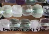 CCU804 15 inches 4mm faceted cube fluorite beads