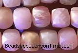 CCU807 15 inches 4mm faceted cube pink opal beads